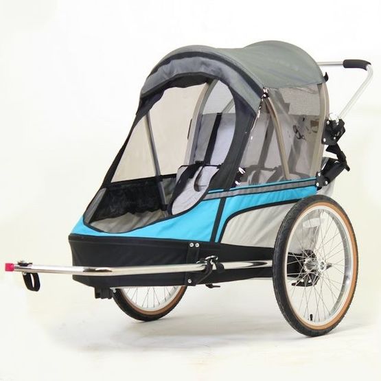 Wike - Cykelvagn Dubbel Premium - Turquoise/Grey