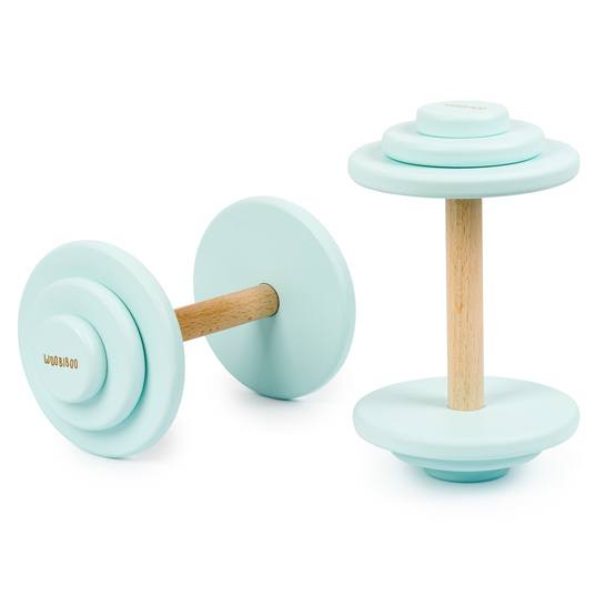 Woobiboo Kids Dumbbell Set - Wood + Mint